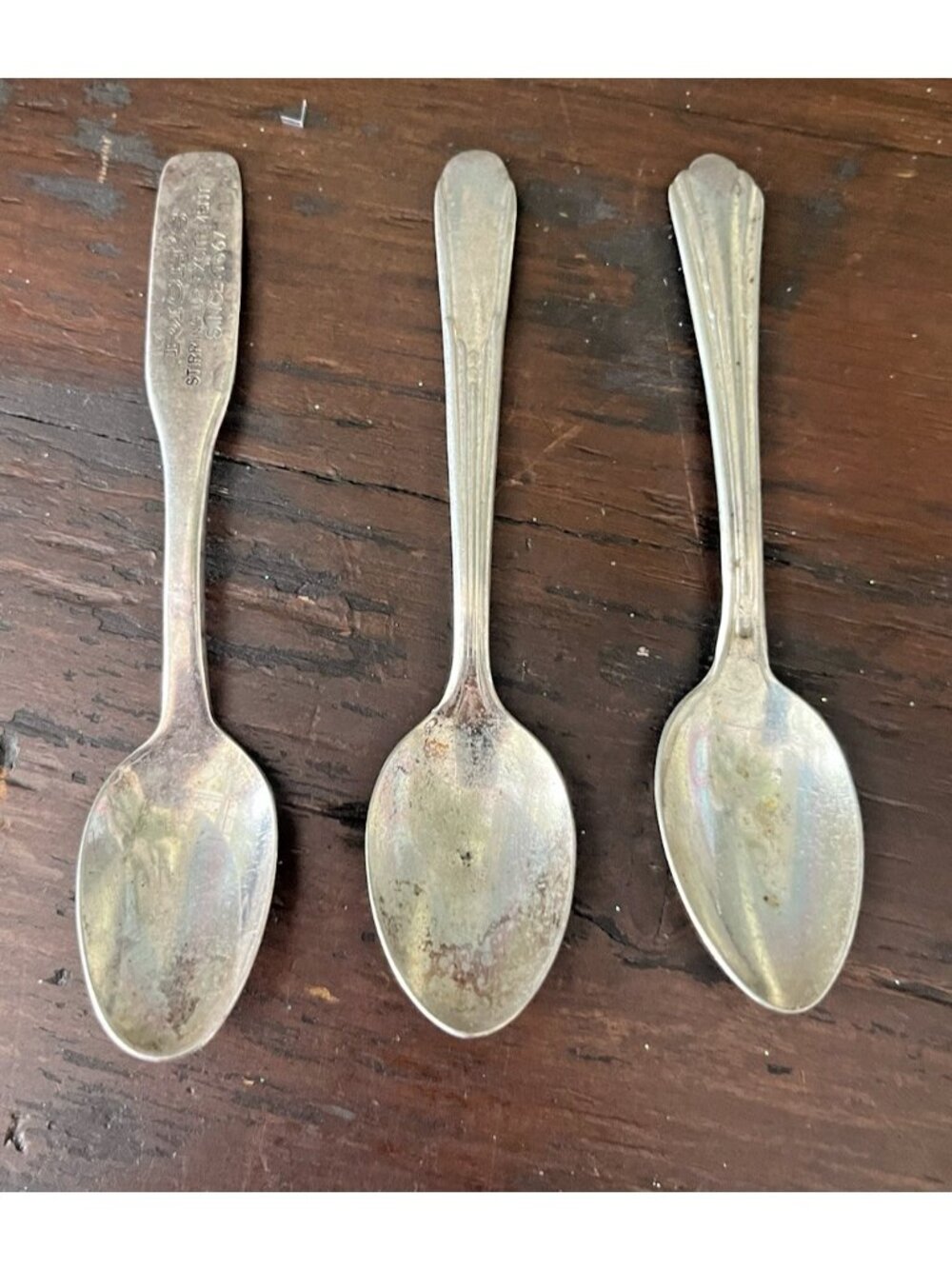 Vintage 3 Pc. Fairfield Silver Plate Serving Spoons Small Sugar Spoons Sk